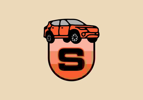 Line art illustration of car with S initial letter vector