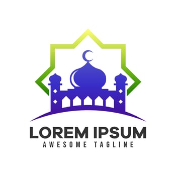 Mosque logo. Modern vector illustration suitable for Islamic theme, Ramadan, or Islamic celebration. colorful style.