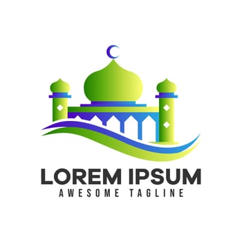 Mosque logo. Modern vector illustration suitable for Islamic theme, Ramadan, or Islamic celebration. colorful style.