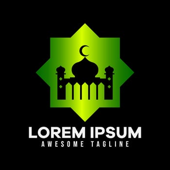 Mosque logo. Modern vector illustration suitable for Islamic theme, Ramadan, or Islamic celebration. colorful style.