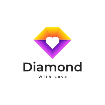Diamond Love Jewellery gradient colorful Logo Vector Design.