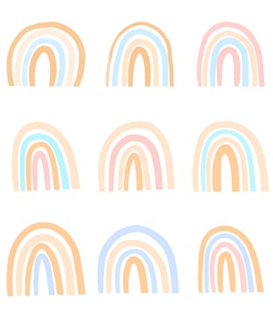 Rainbow boho set. Abstract kids illustration, boho child design, rainbow clipart. vector