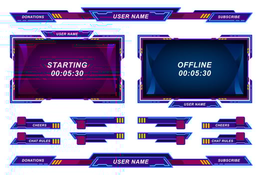 Set futuristic stream overlay geometric frames template vector