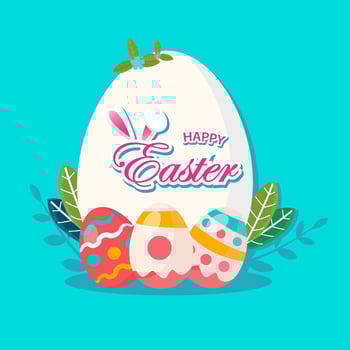 Flat design happy easter day big egg. Landing page template, Flat vector illustration