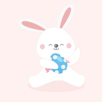 Easter bunny with egg cute rabbit. vector