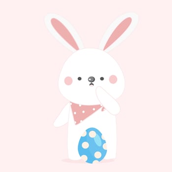 Easter bunny with egg cute rabbit. vector