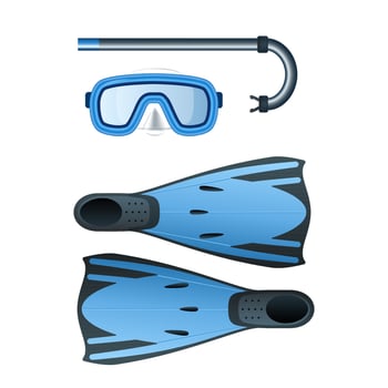 Diving blue colored kit with snorkel vector