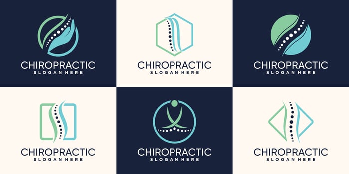 Set bundle of chiropractic logo design with creative unique concept Premium Vector