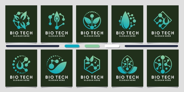 Set bundle of bio technology logo design with creative element Premium Vector
