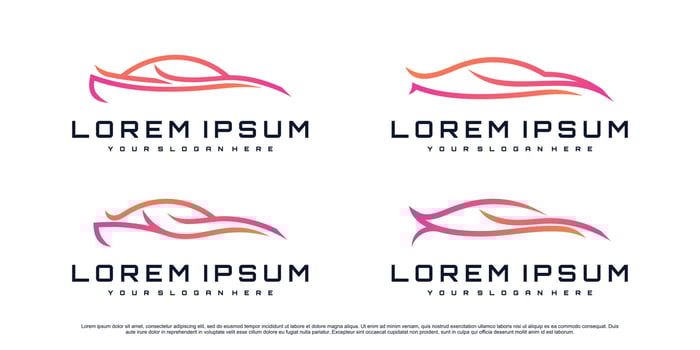 Set of car logo design with line art style Premium Vector