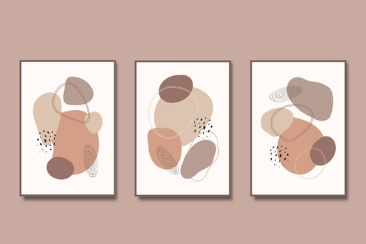 Hand draw abstract boho organic shapes in poster set vector