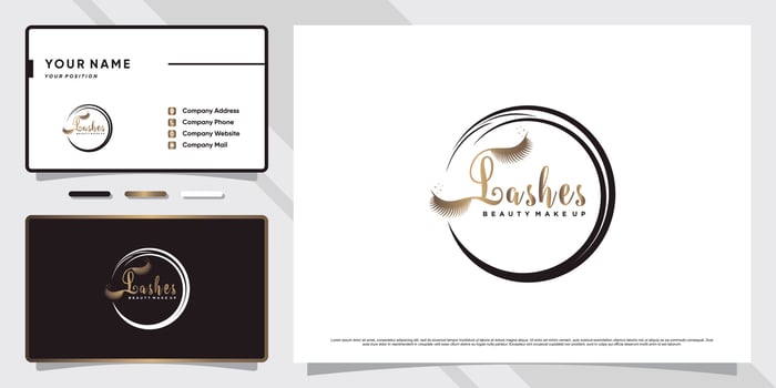 Beauty eyelashes logo with initial letter l and business card design Premium Vector