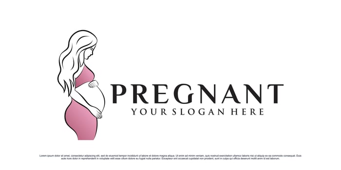 Beauty pregnant woman logo design with unique concept Premium Vector