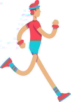 Athletic man jogging semi flat color vector character