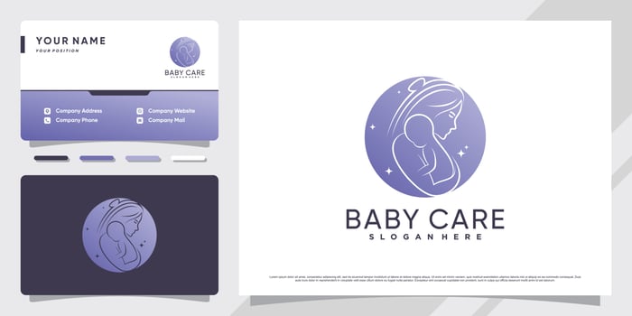 Baby care logo with modern concept and business card design Premium Vector