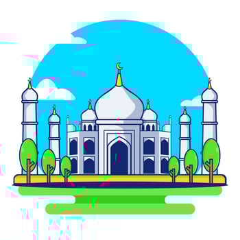 Taj Mahal icon flat isolated ilustration vector. Building Traveling Icon in india. vector