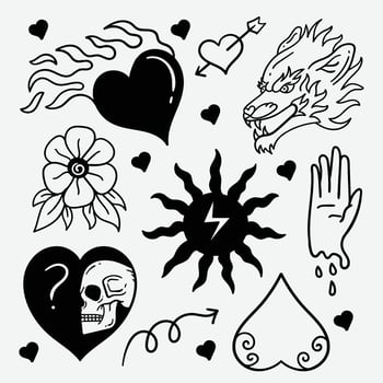Abstract scribble vintage tattoo hand drawn doodle coloring vector
