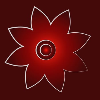 Illustration of a bright red flower with a silver stroke. EPS 10 vector