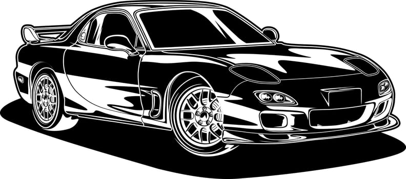 Black and white car vector illustration for conceptual design