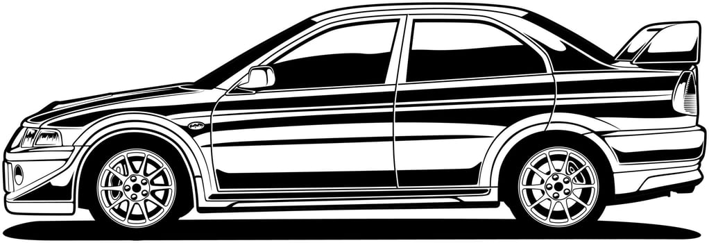 Black and white car vector illustration for conceptual design