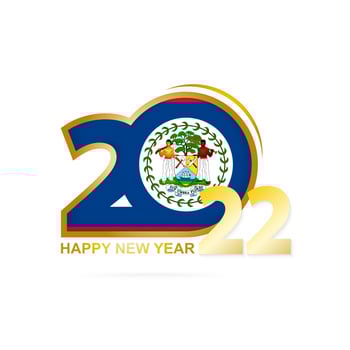Year 2022 with Belize Flag pattern. Happy New Year Design. vector