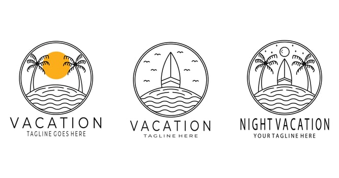 set of vacation logo design, minimalist, vector, illustration vector