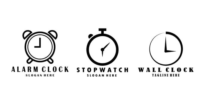 set of clock logo vector illustration design, various time reminders, icon, package of clock