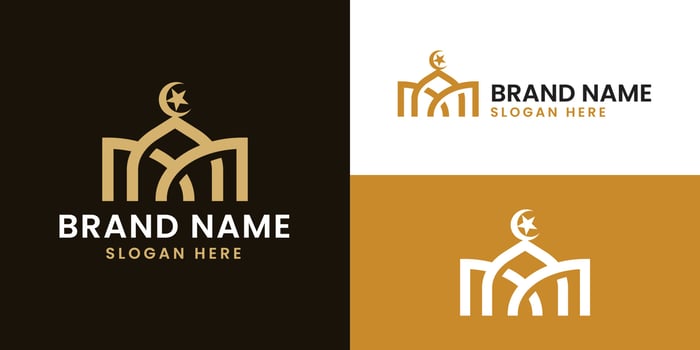 Modern Islamic Mosque And Quran Logo In Isolated White Background vector