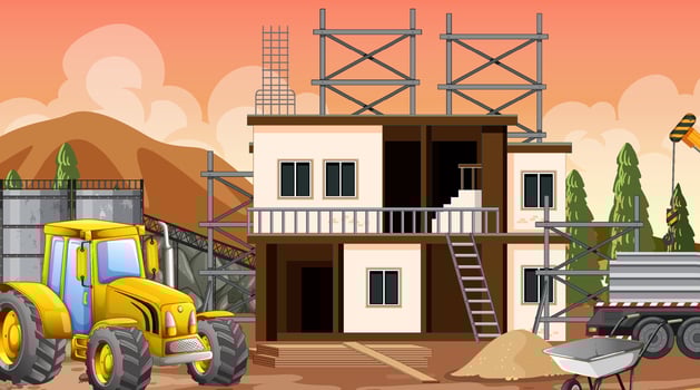 Building construction site scene vector