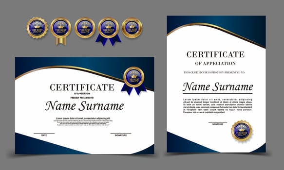 Certificate of Appreciation template, certificate of achievement, awards diploma template vector