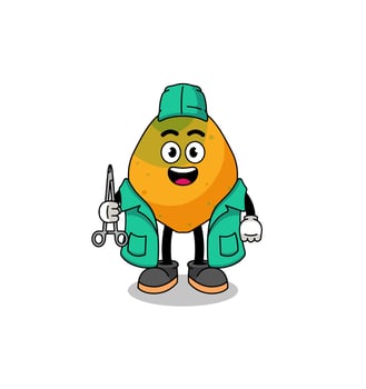Illustration of papaya fruit mascot as a surgeon vector