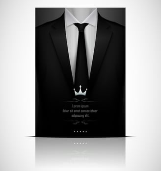 Black suit and tuxedo with black tie vector