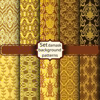 set of vector elegant damask patterns. Vintage royal patterns with a label.