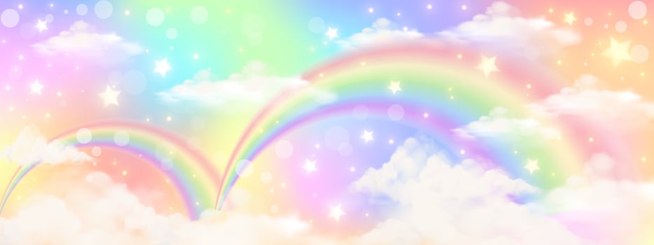 Holographic fantasy rainbow unicorn background with clouds. Pastel color sky. Magical landscape, abstract fabulous pattern. Cute candy wallpaper. Vector. vector