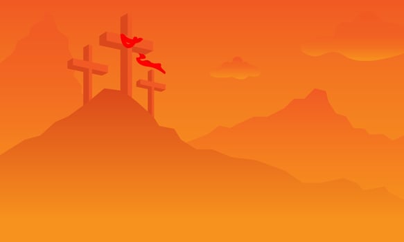 The three crosses on the mountain show the sacrifice of Christ and are commonly called Good Friday. Suitable for everything related to Christian events vector