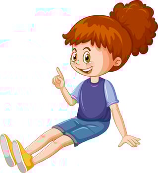 A happy girl sitting on white background vector