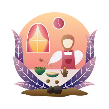 Woman in the Kitchen For Iftar Time vector