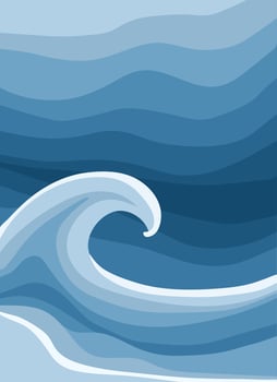 Sea wave. Ocean abstract stylish background with tropical coastline. Blue water and sky of different shades vector