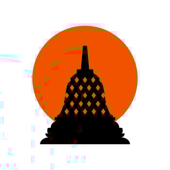 Historic building in the city of Yogyakarta, Borobudur temple. Simple icon design cartoon for vacation travel tourist attractions Borobudur Temple landmark Architecture Landmarks Skyline, Cityscape, vector
