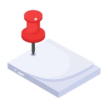 A handy isometric icon of drawing pin vector