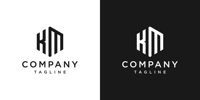 Creative Letter KM Monogram Logo Design Icon Template White and Black Background vector