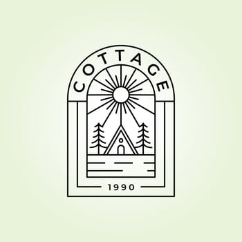 cottage badge logo vector minimalist line art design