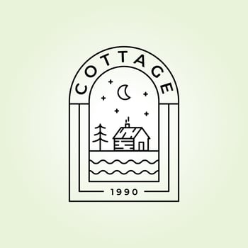 cottage badge logo vector minimalist line art design