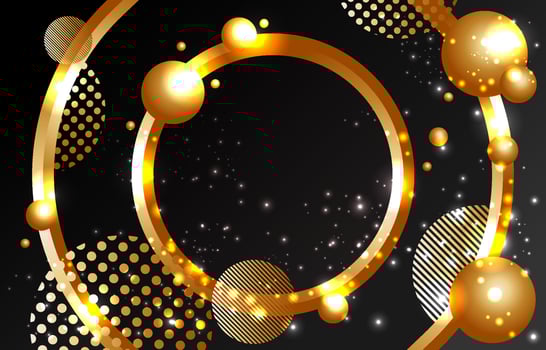 Abstract 3D  Black Gold Circle and Sphere Background vector