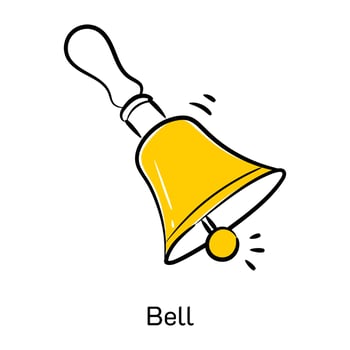 Modern hand drawn icon of bell vector