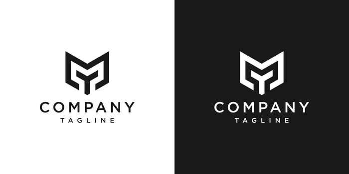 Creative Letter MY Monogram Logo Design Icon Template White and Black Background vector