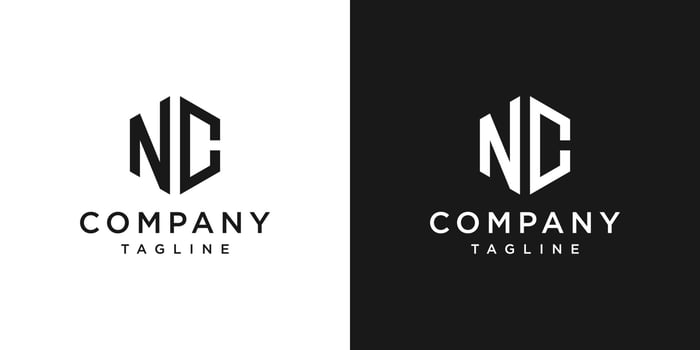 Creative Letter NC Monogram Logo Design Icon Template White and Black Background vector