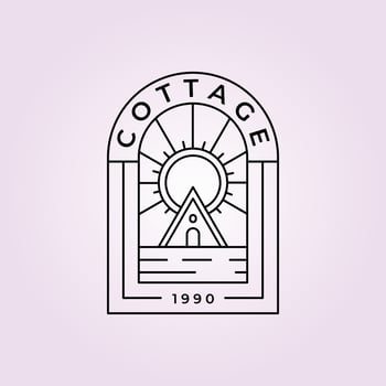 cottage badge logo vector minimalist line art design