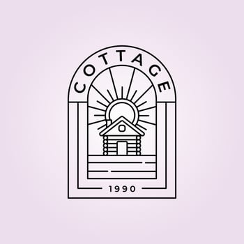 cottage badge logo vector minimalist line art design