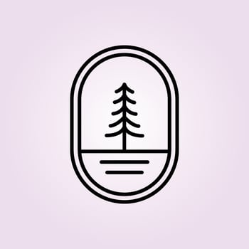 pine badge logo line art vector illustration design